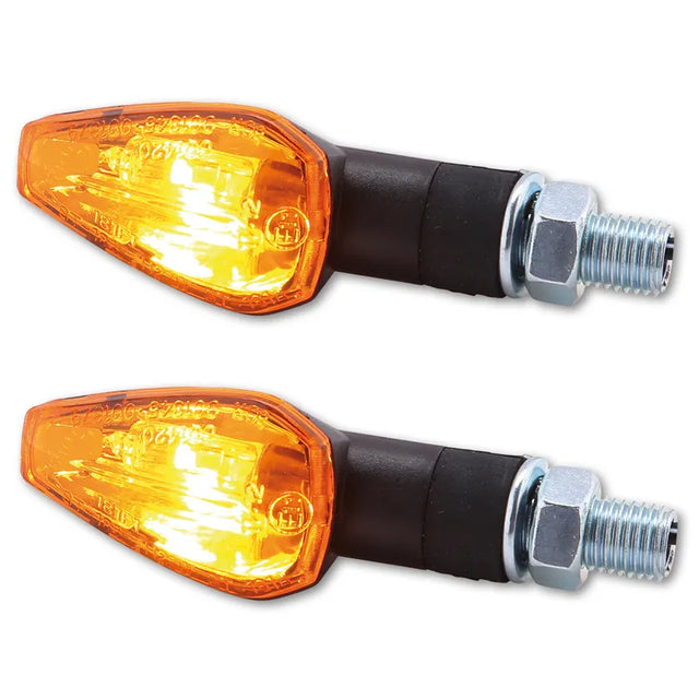 Blinker Highsider Smart Peak kurz, Schwarz, Glas Orange, E-geprüft, 12V/21W