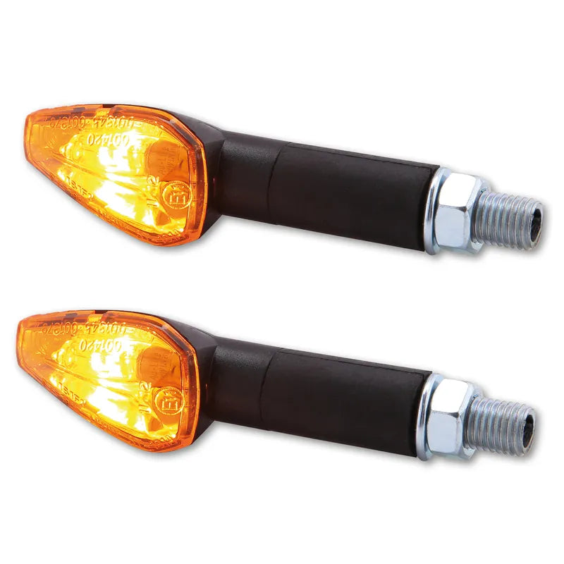 Blinker Highsider Smart Arrow lang, Schwarz, Glas Orange, E-geprüft, 12V/21W