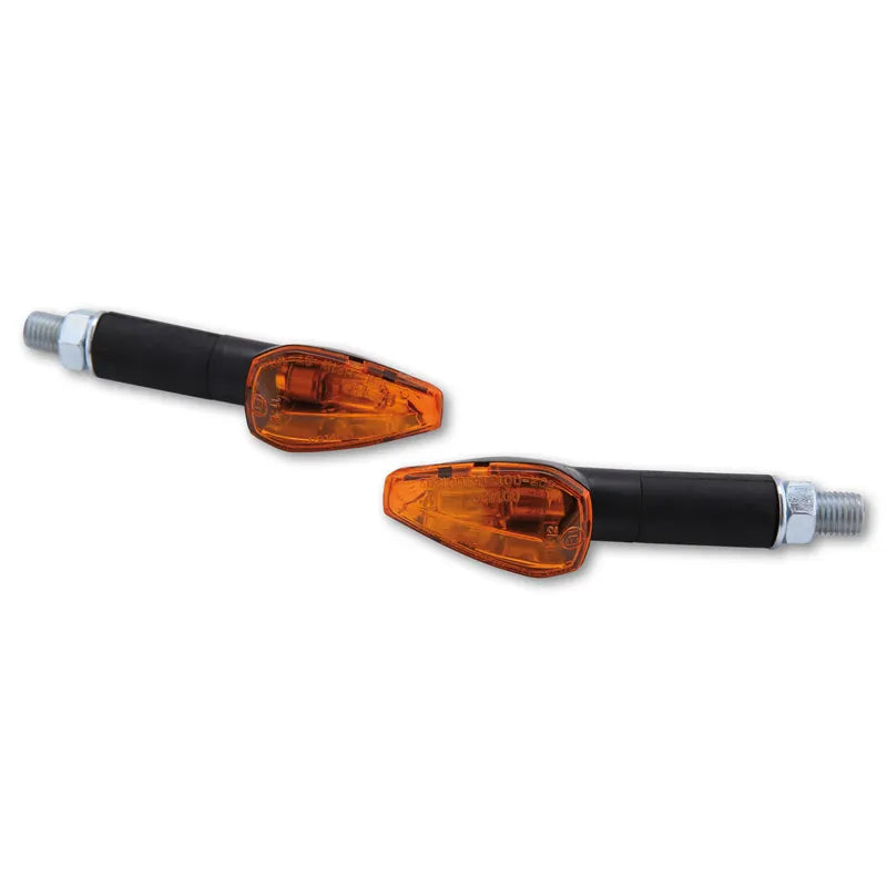 Blinker Highsider Smart Arrow lang, Schwarz, Glas Orange, E-geprüft, 12V/21W