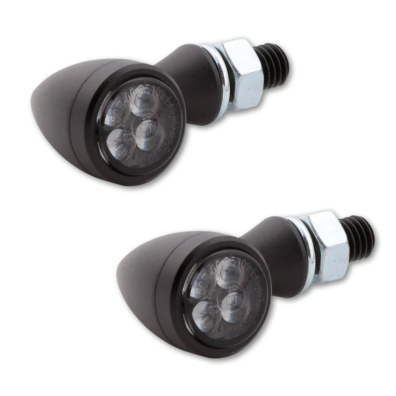 LED-Blinker Paar Highsider Smart Sixteen-Bullet, Schwarz, Getönt, M8, E-geprüft, 12V/11W