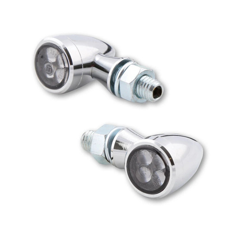 LED-Blinker Paar Highsider Smart Sixteen-Bullet, Chrom, Getönt, M8, E-geprüft, 12V/11W