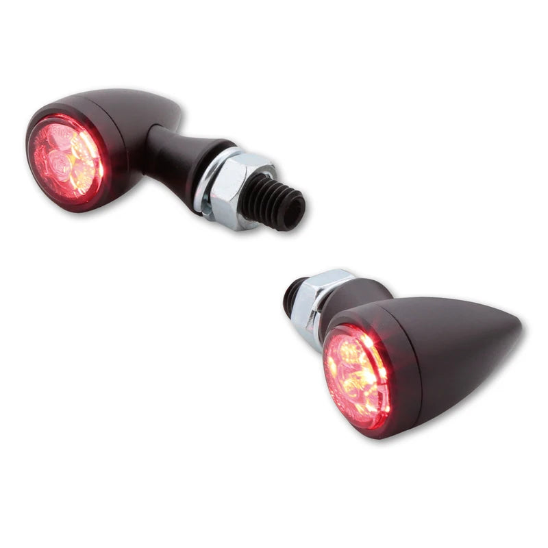 LED-Blinker mit Rück- & Bremslicht Highsider Smart Sixteen Bullet 3in1, Schwarz, E-geprüft
