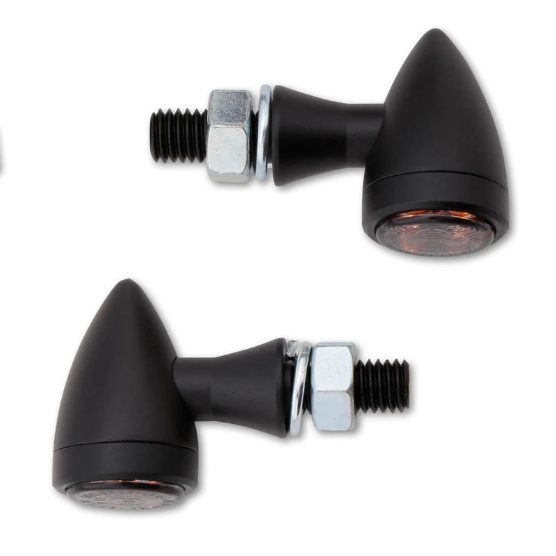 LED Blinker HIGHSIDER Smart Sixteen Bullet mit Rück- & Bremslicht, Schwarz, Getönt