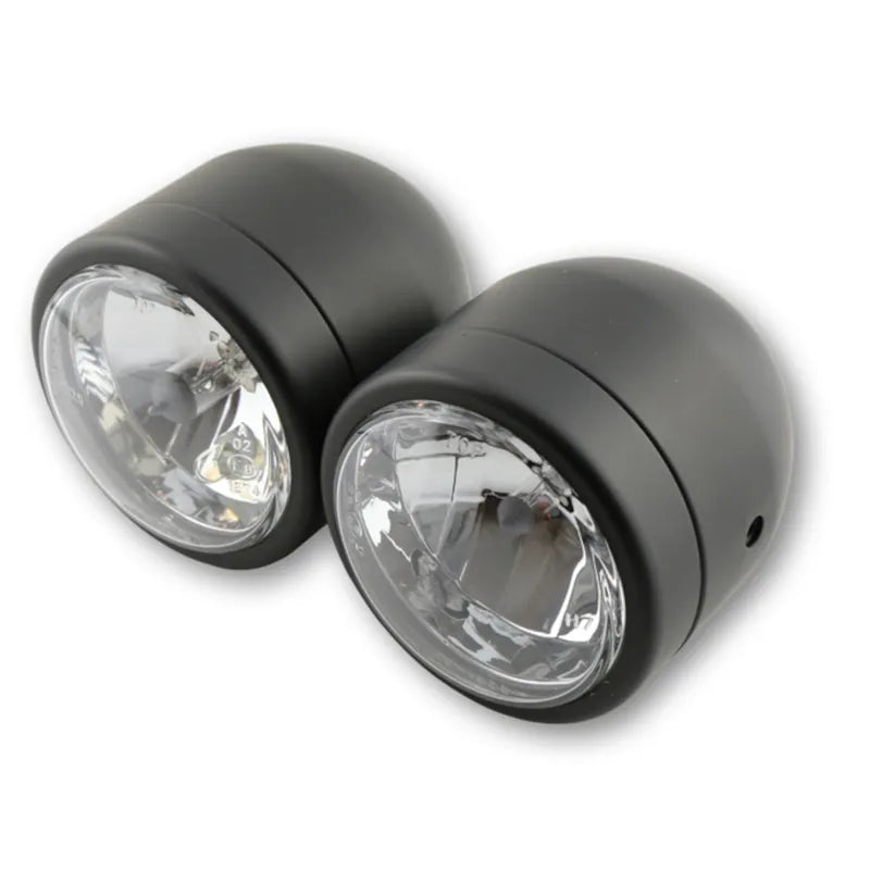 Scheinwerfer-Set Highsider Smart, Mattschwarz, Glas Klar, Seitlich, E-geprüft