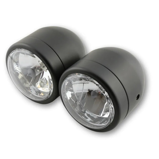 Scheinwerfer-Set Highsider Smart, Mattschwarz, Glas Klar, Seitlich, E-geprüft