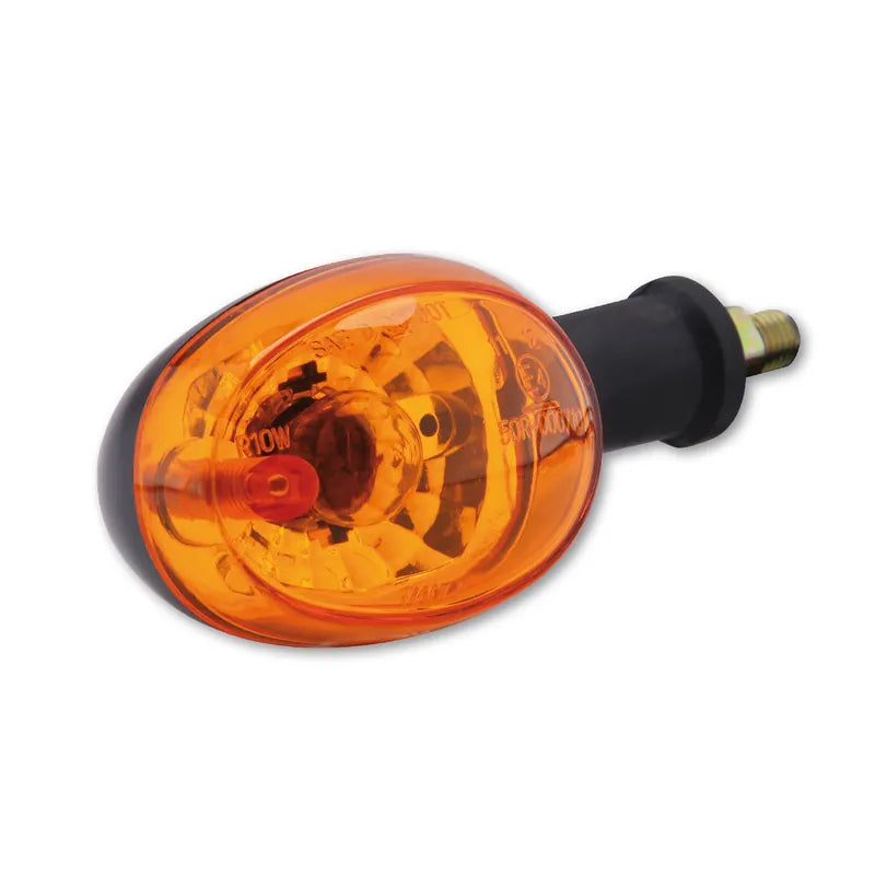 Blinker Highsider Smart Mini lang, Schwarz, Glas Orange, E-geprüft, 12V/21W