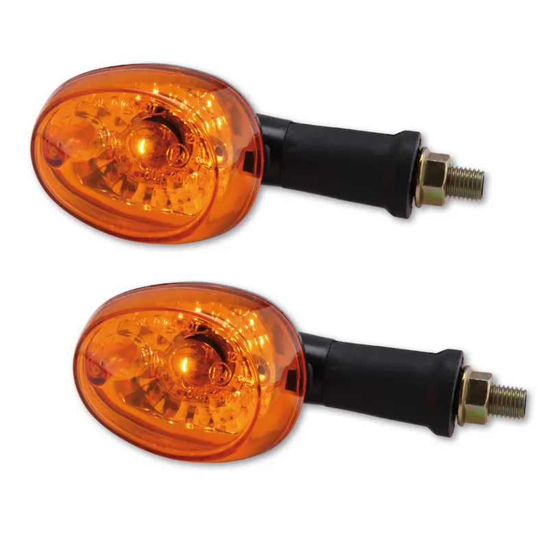 Blinker Highsider Smart Mini lang, Schwarz, Glas Orange, E-geprüft, 12V/21W