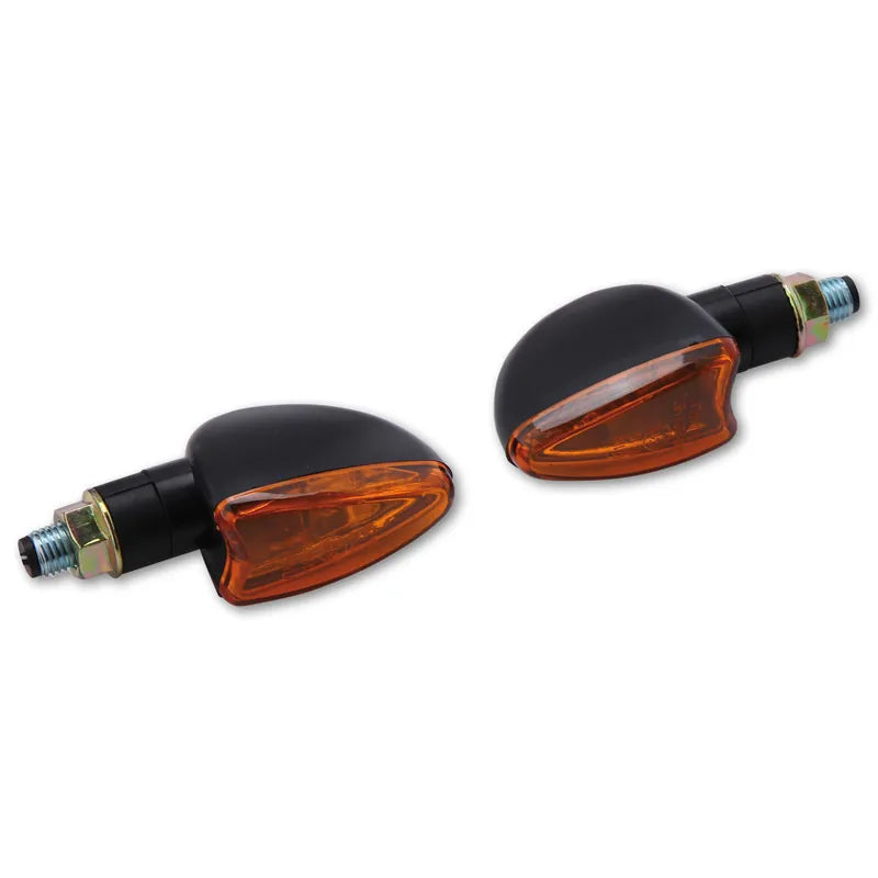 Blinker Highsider Smart Arrow kurz, Schwarz, Glas Orange, E-geprüft, 12V/21W