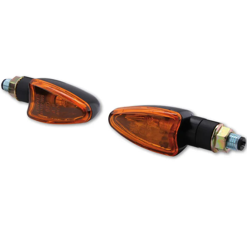 Blinker Highsider Smart Arrow kurz, Schwarz, Glas Orange, E-geprüft, 12V/21W