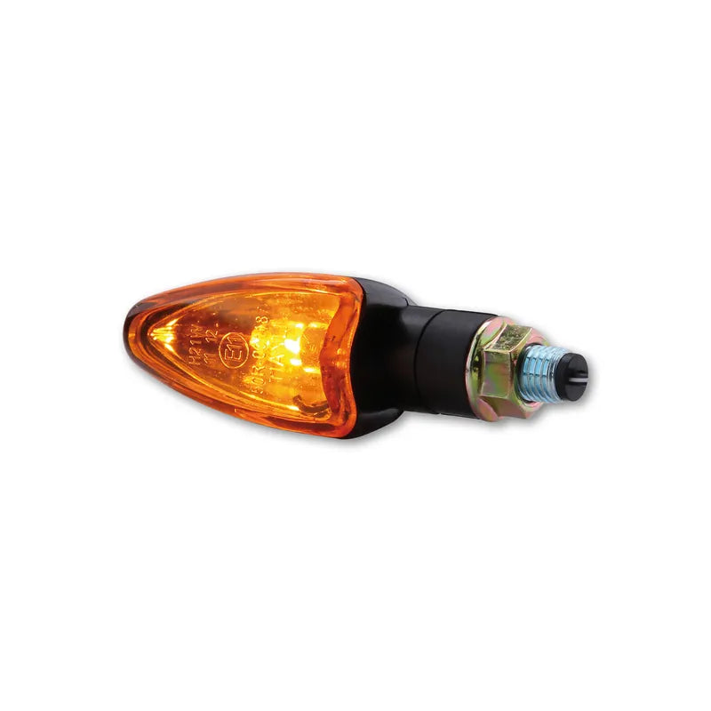 Blinker Highsider Smart Arrow kurz, Schwarz, Glas Orange, E-geprüft, 12V/21W