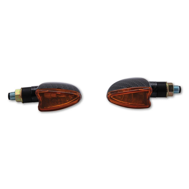 Blinker Highsider Smart Arrow kurz, Carbonlook, Glas Orange, E-geprüft, 12V/21W