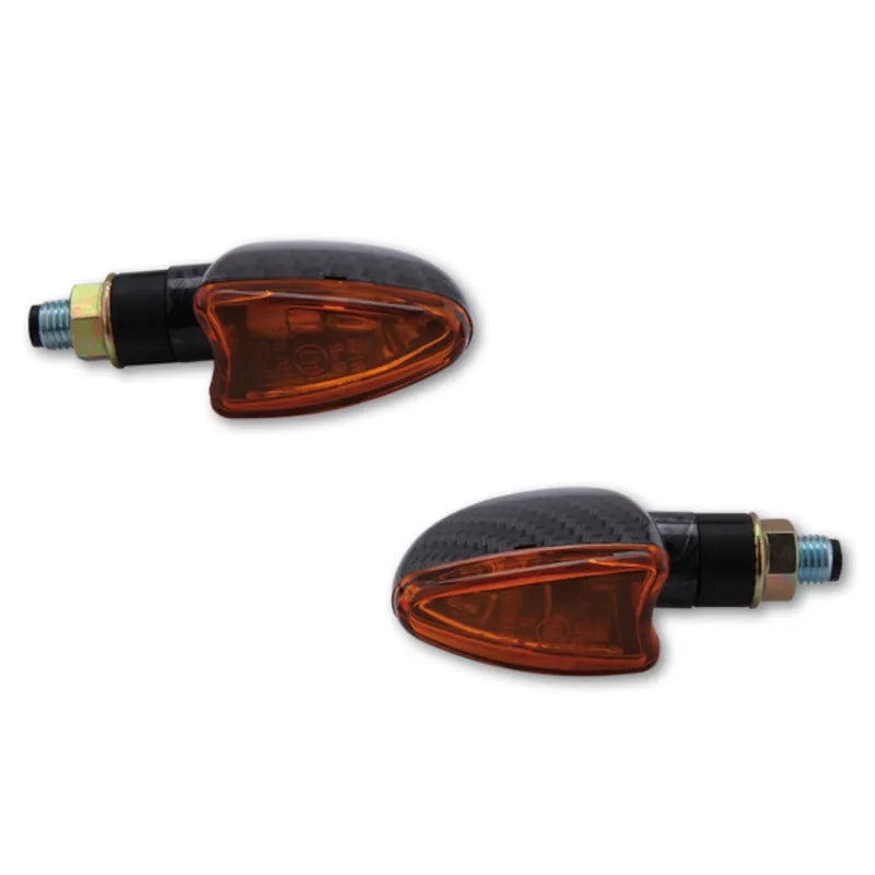 Blinker Highsider Smart Arrow kurz, Carbonlook, Glas Orange, E-geprüft, 12V/21W