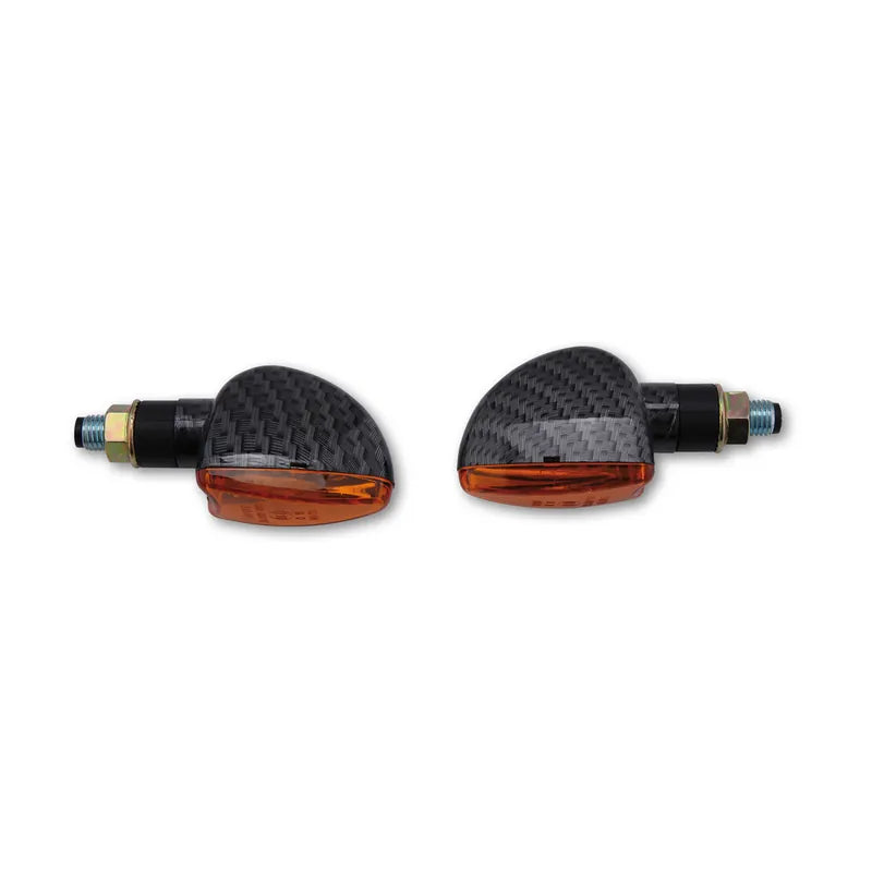 Blinker Highsider Smart Arrow kurz, Carbonlook, Glas Orange, E-geprüft, 12V/21W