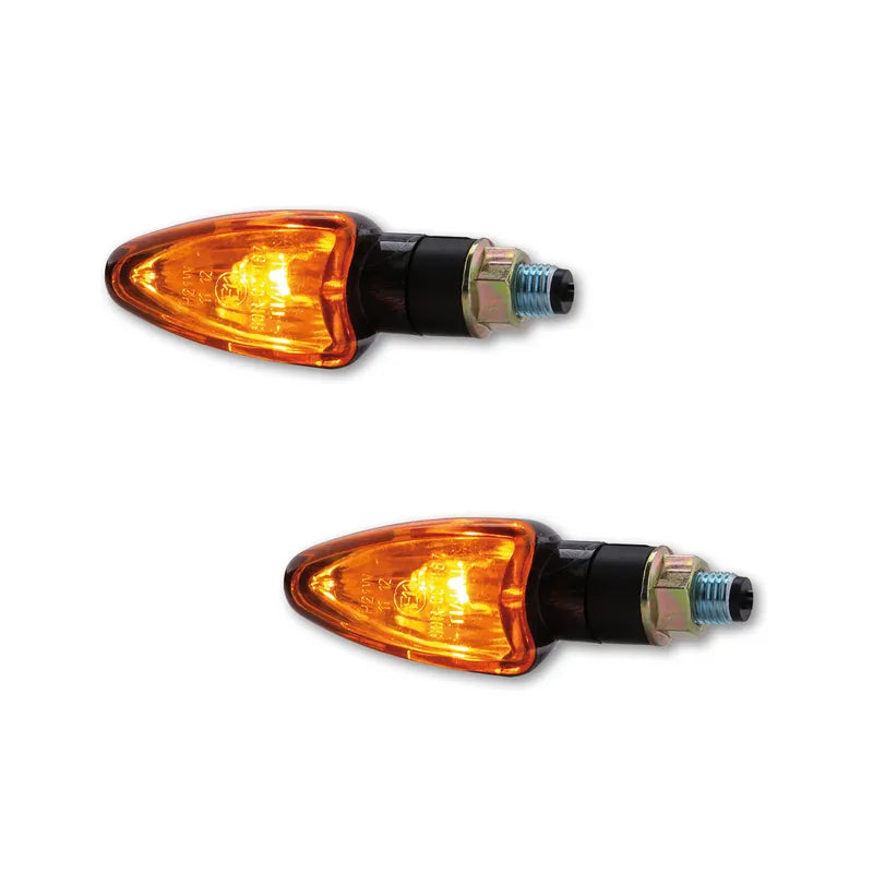 Blinker Highsider Smart Arrow kurz, Carbonlook, Glas Orange, E-geprüft, 12V/21W