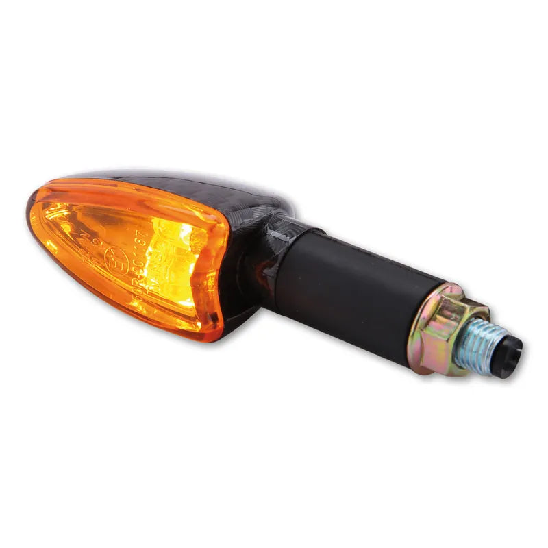 Blinker Highsider Smart Arrow lang, Carbon, Glas Orange, E-geprüft, 12V/21W
