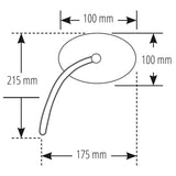 Lenkerspiegel Highsider Pro Retro, Schwarz, Aluminium, E-geprüft, M10 Gewinde
