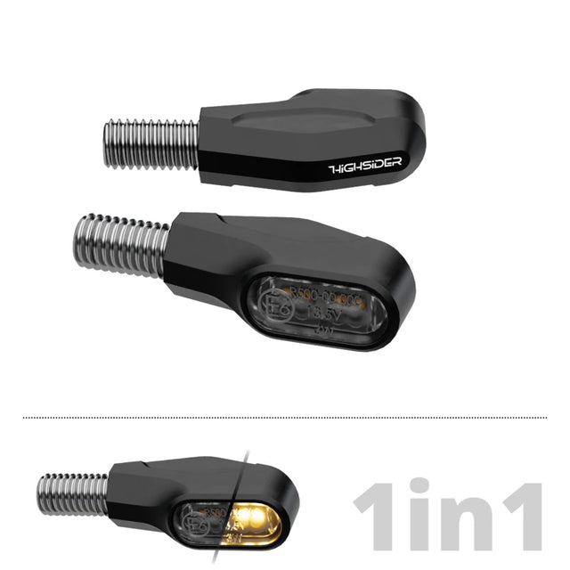 LED-Blinker Paar Highsider Ventura-X schwarz, Getönt, M8, E-geprüft, 12V/2,7W