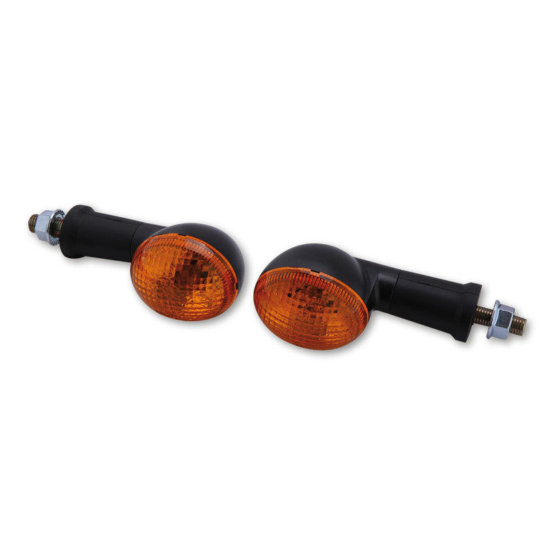 Blinker Highsider Smart Oval lang, Schwarz, Glas Orange, E-geprüft, 12V/6W