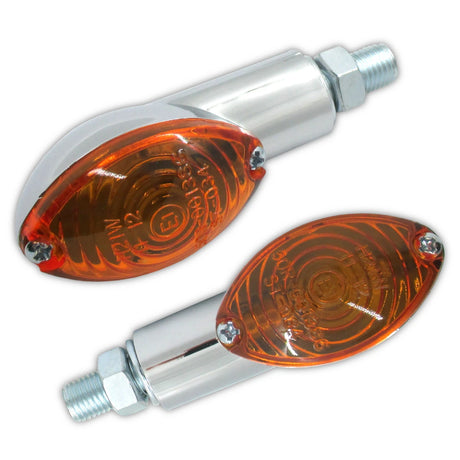 Blinker Highsider Smart Cateye kurz, Chrom, Gelbes Glas, E-geprüft, 12V/21W