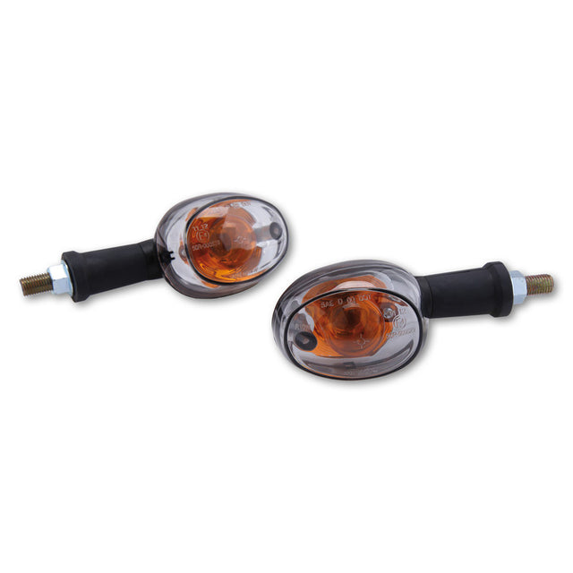 Blinker Highsider Smart Oval lang, Schwarz, Glas Klar, E-geprüft, 12V/6W