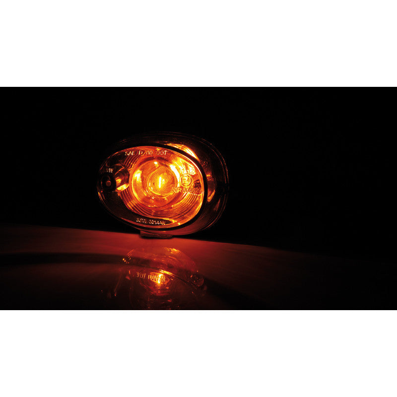Blinker Highsider Smart Oval lang, Schwarz, Glas Klar, E-geprüft, 12V/6W