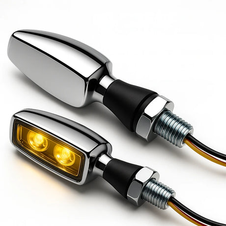 LED-Blinker Paar Highsider Pro Blaze chrom, Klar, M8, E-geprüft, 12V/1,9W