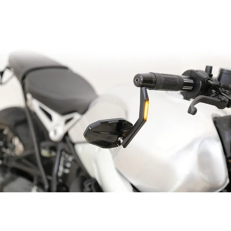 Lenkerendenspiegel mit LED Blinker Highsider Pro Victory, Schwarz, E-geprüft