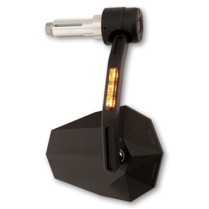 Lenkerendenspiegel mit LED Blinker Highsider Pro Stealth-X7, Schwarz, E-geprüft