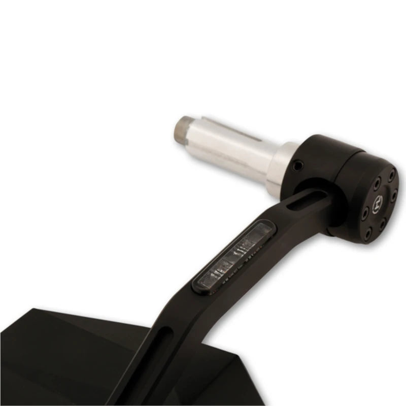 Lenkerendenspiegel mit LED Blinker Highsider Pro Stealth-X7, Schwarz, E-geprüft