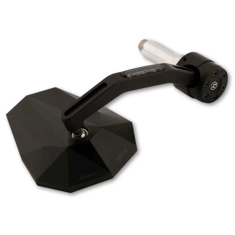 Lenkerendenspiegel mit LED Blinker Highsider Pro Stealth-X7, Schwarz, E-geprüft