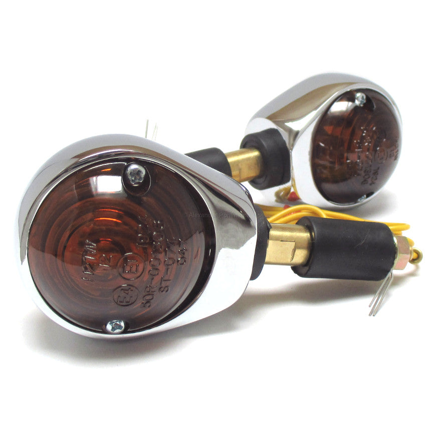 Lenkerendenblinker Progress-Line Ochsenaugen chrom, getöntes Glas, E-geprüft
