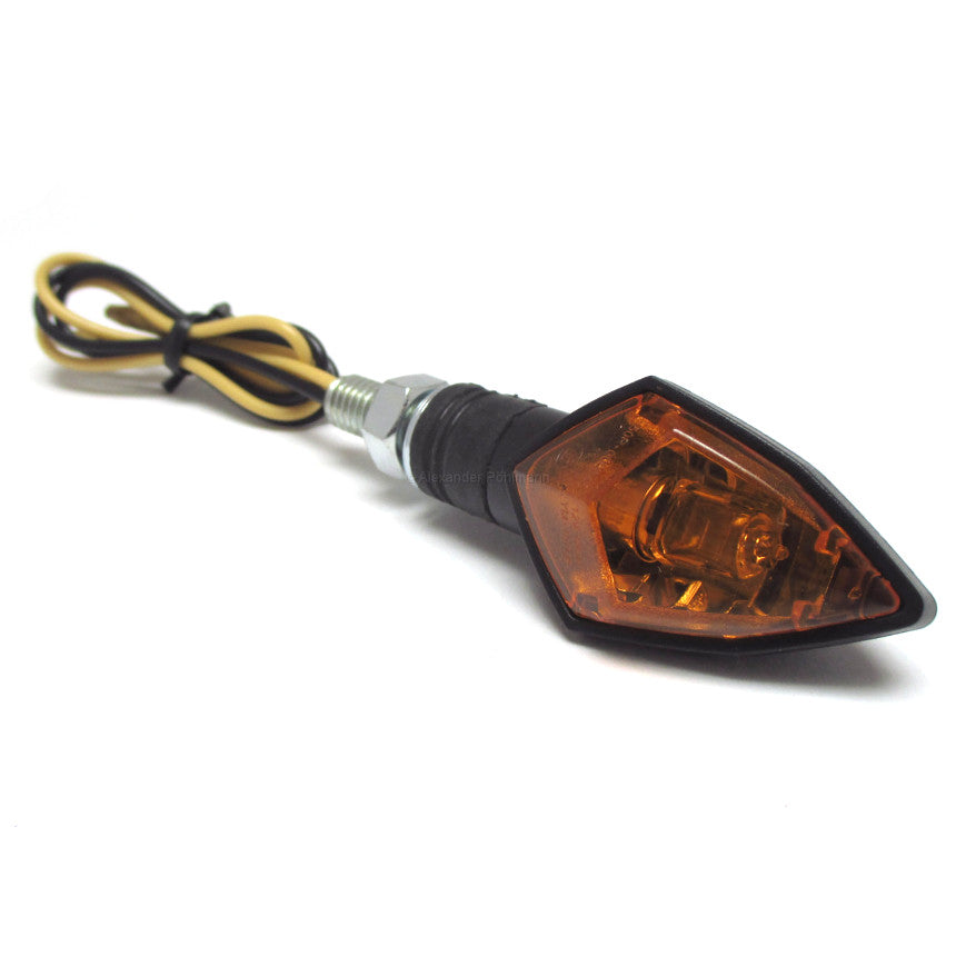 Blinker Highsider Smart Rock, Schwarz, Gelbes Glas, E-geprüft, M8, 12V/6W