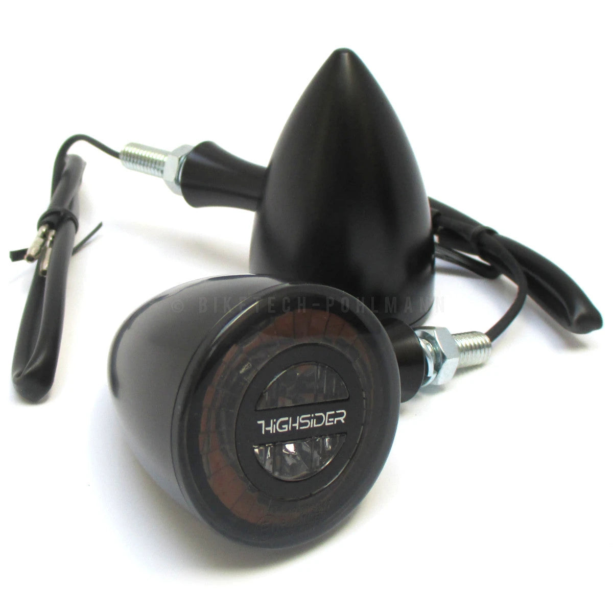 LED-Blinker Paar Highsider Rocket Bullet schwarz, Getönt, E-geprüft, 12V/2,7W