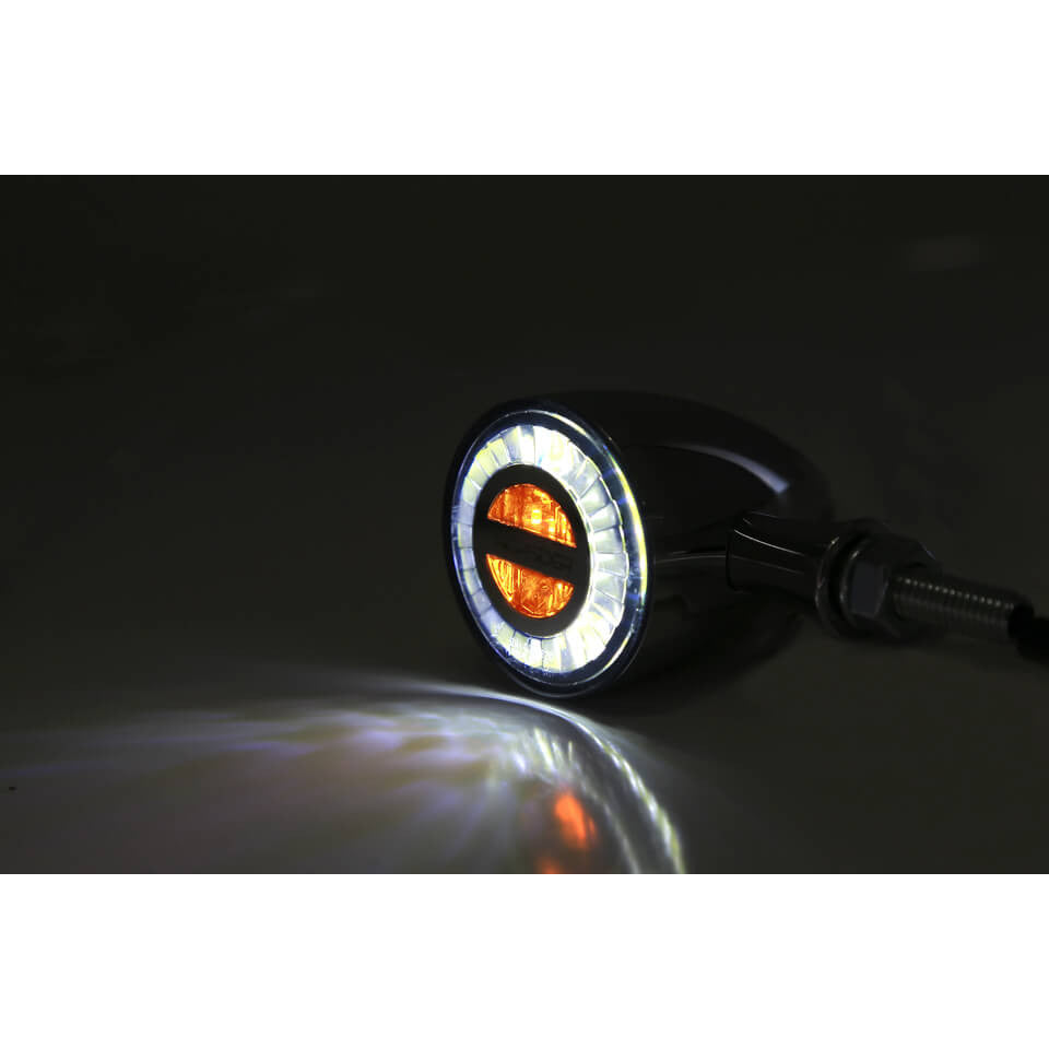 LED Blinker ROCKET BULLET mit Positionslicht, chrom