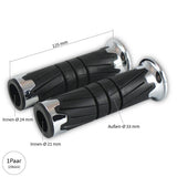 Lenkergriffe GLOSSY, Chrom, 7/8 Zoll (22,2 mm), 125 mm, Gummi, ABS