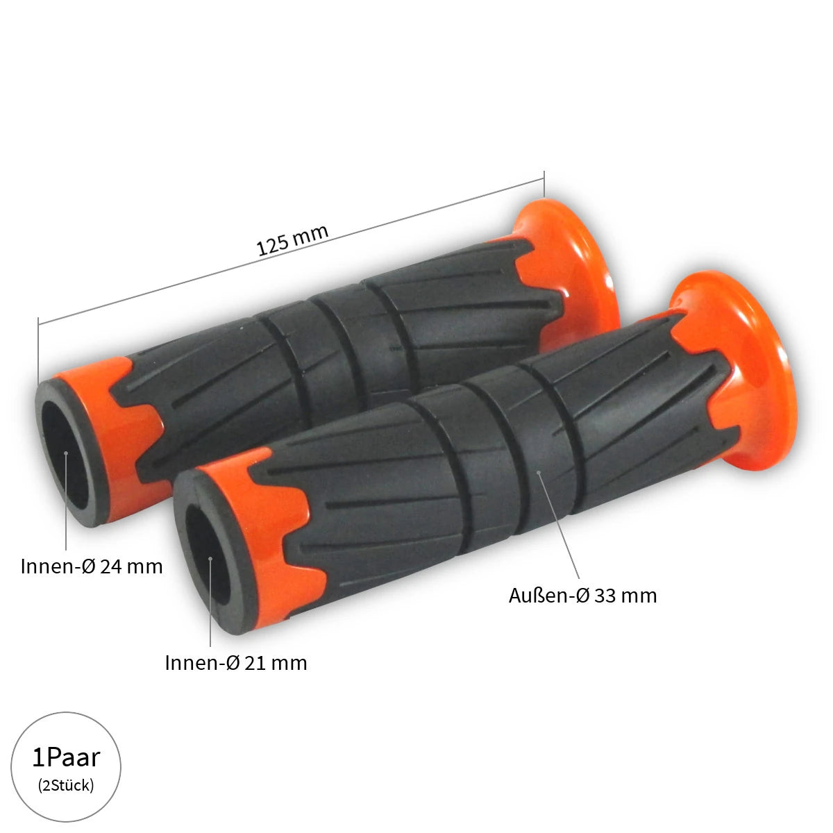 Lenkergriffe GLOSSY, Orange, 7/8 Zoll (22,2 mm), 125 mm, Gummi, ABS