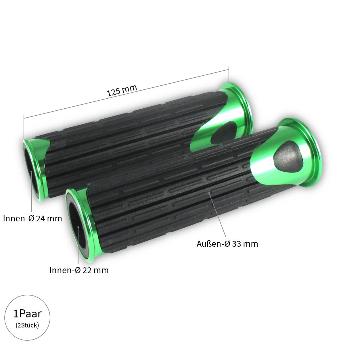 Lenkergriffe D-VERSION, Grün, 7/8 Zoll (22,2 mm), 125 mm, Gummi, Alu