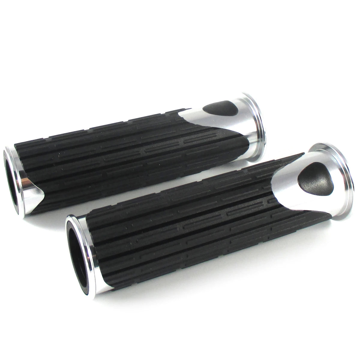 Lenkergriffe D-VERSION, Silber, 7/8 Zoll (22,2 mm), 125 mm, Gummi, Alu
