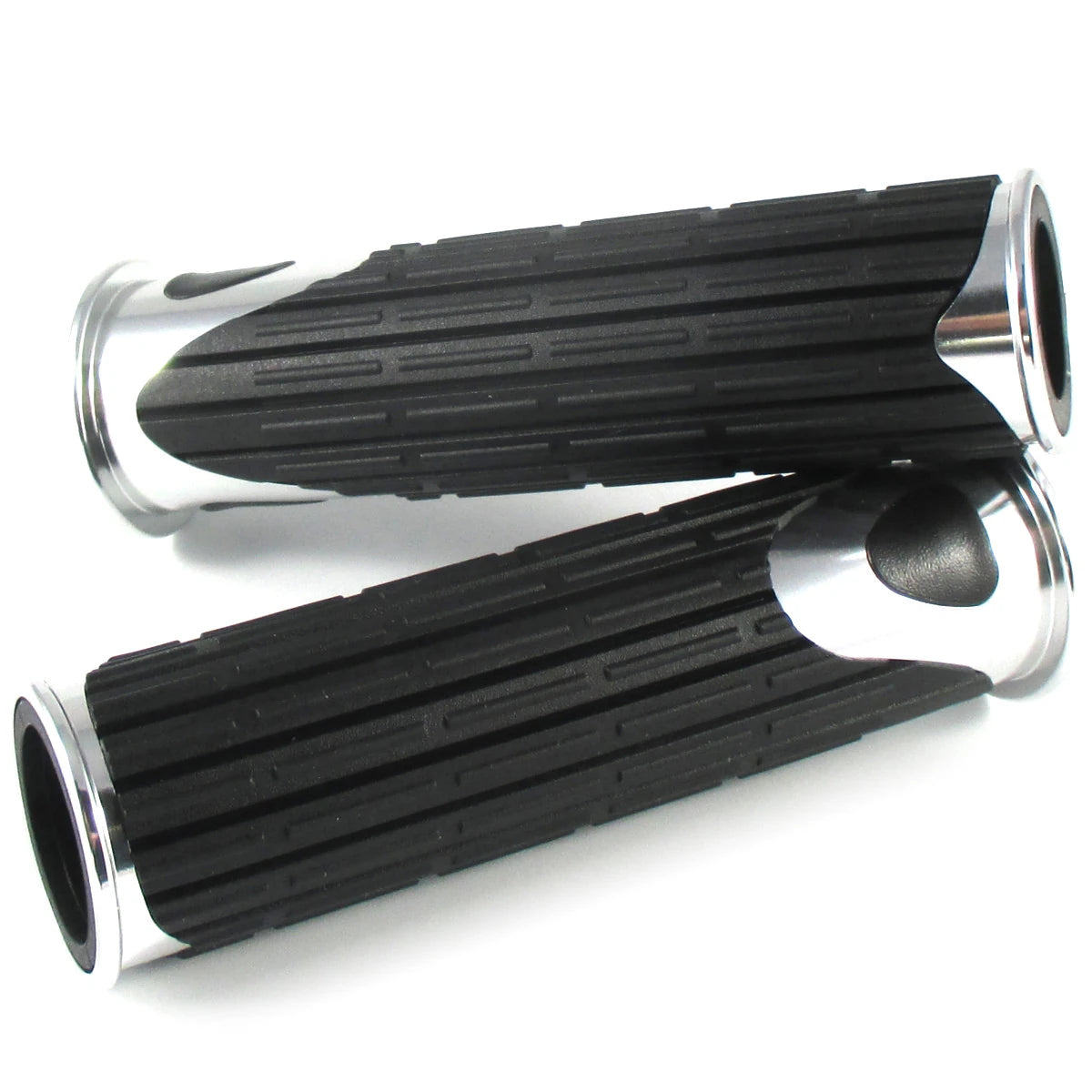 Lenkergriffe D-VERSION, Silber, 7/8 Zoll (22,2 mm), 125 mm, Gummi, Alu