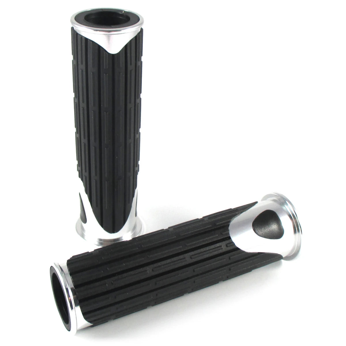 Lenkergriffe D-VERSION, Silber, 7/8 Zoll (22,2 mm), 125 mm, Gummi, Alu