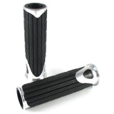 Lenkergriffe D-VERSION, Silber, 7/8 Zoll (22,2 mm), 125 mm, Gummi, Alu