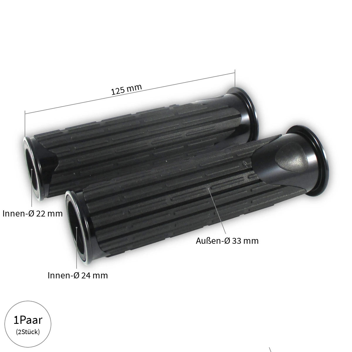 Lenkergriffe D-VERSION, Schwarz, 7/8 Zoll (22,2 mm), 125 mm, Gummi, Alu