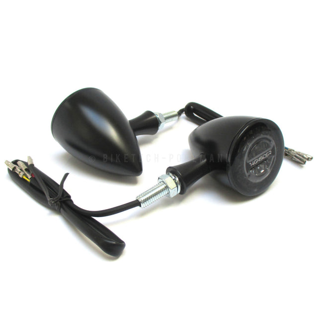 LED Blinker ROCKET BULLET mit Rücklicht und Bremslicht, schwarz