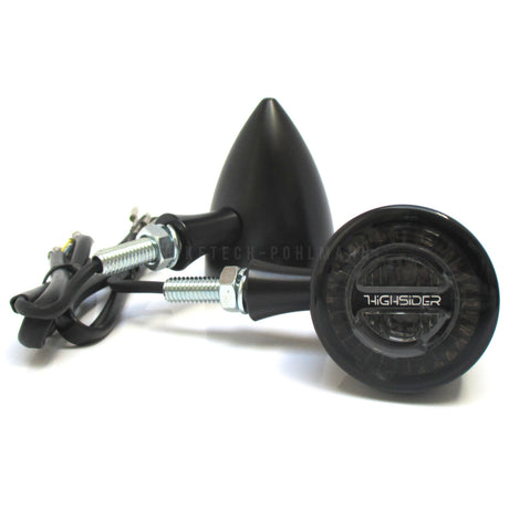 LED Blinker ROCKET BULLET mit Rücklicht und Bremslicht, schwarz