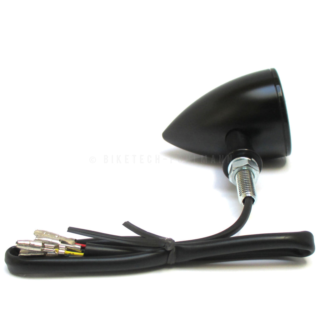 LED Blinker ROCKET BULLET mit Rücklicht und Bremslicht, schwarz