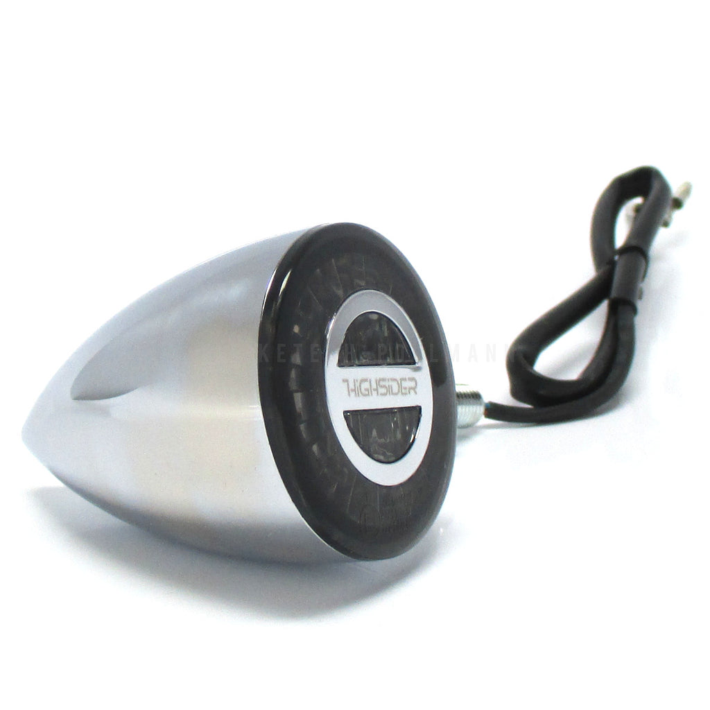 LED Blinker ROCKET BULLET mit Rücklicht und Bremslicht, chrom