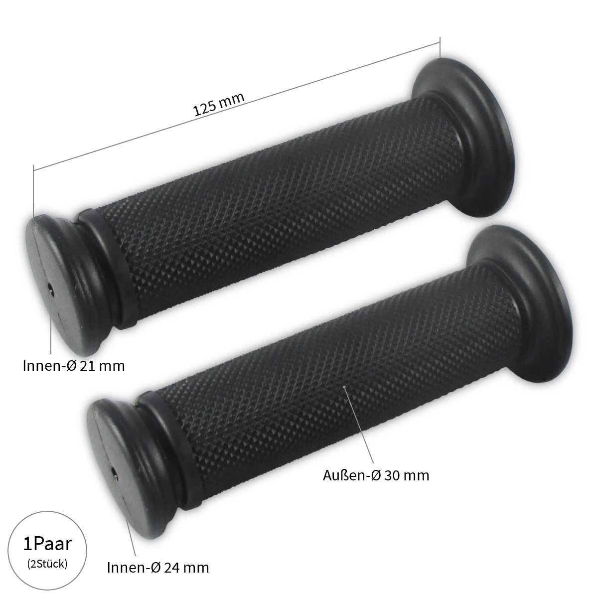 Griffgummi Paar Progress-Line 8001, Schwarz, Ø Innen 21/23 mm, Länge 125 mm