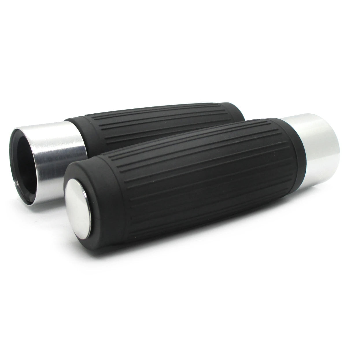 Lenkergriffe CUSTOM, Silber, 7/8 Zoll (22,2 mm), 125 mm, Gummi, Alu