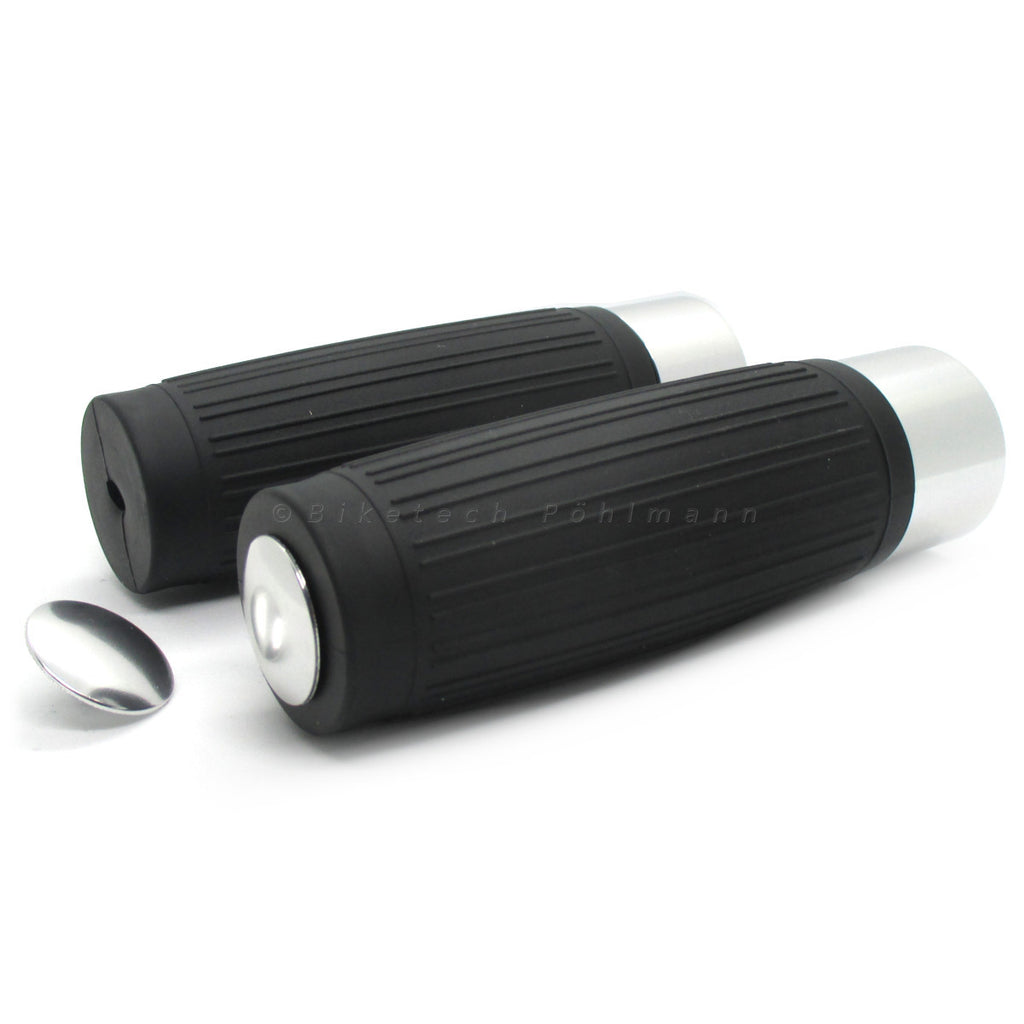 Lenkergriffe CUSTOM, silber, 7/8 Zoll (22,2 mm), 125 mm, Gummi, Alu
