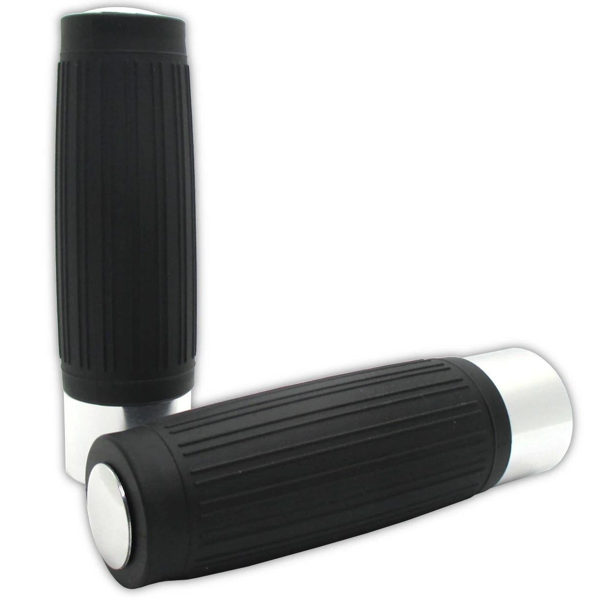 Lenkergriffe CUSTOM, Silber, 7/8 Zoll (22,2 mm), 125 mm, Gummi, Alu